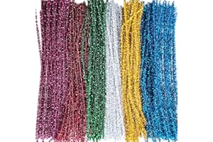 BetterJonny 600Pcs Pipe Cleaners - 6 Assorted Colors, 12in Long, Glitter Art and Craft Supplies for DIY Creative Crafts Decor