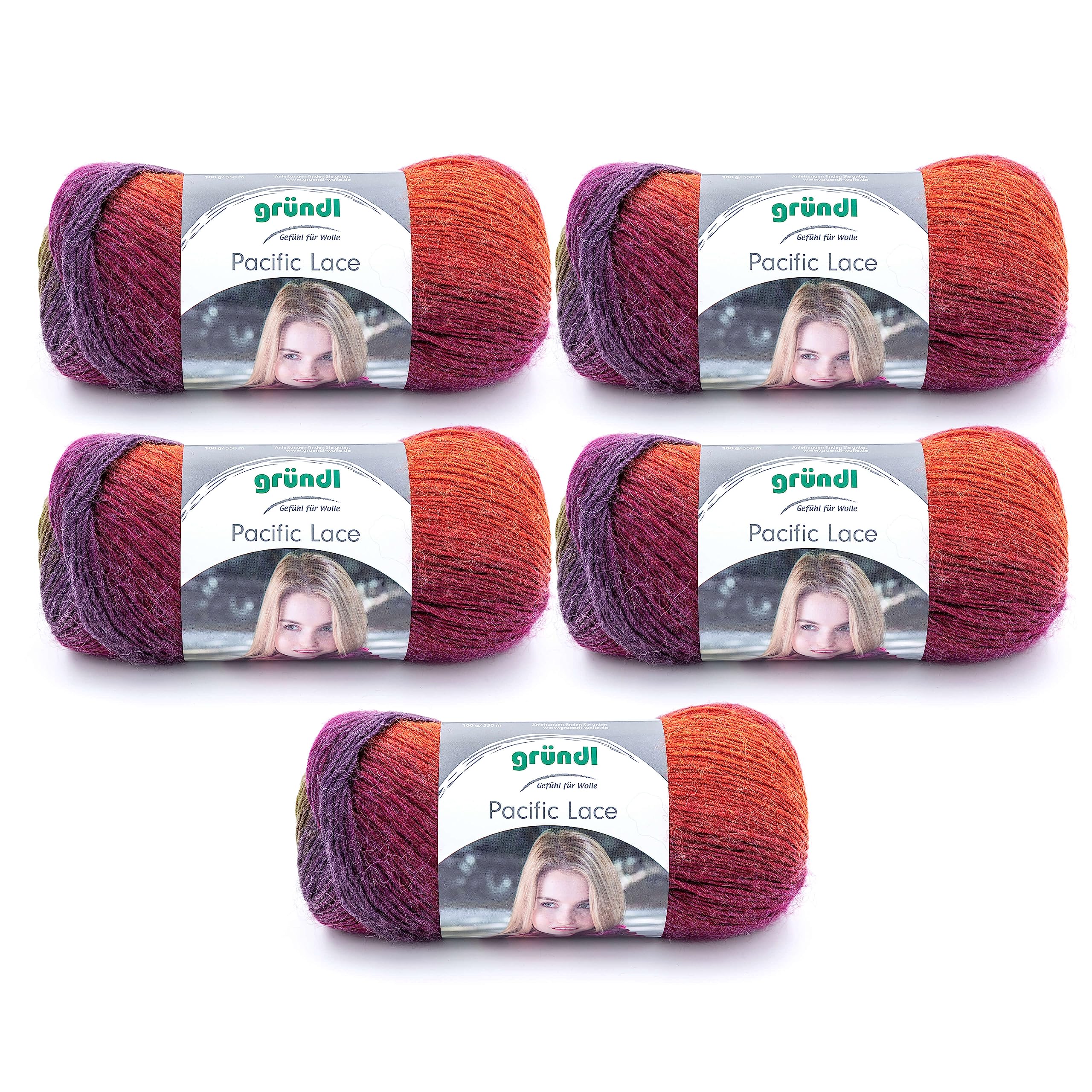 Grundl Pacific Lace - hellviolett-orange 08 - Pack of 5