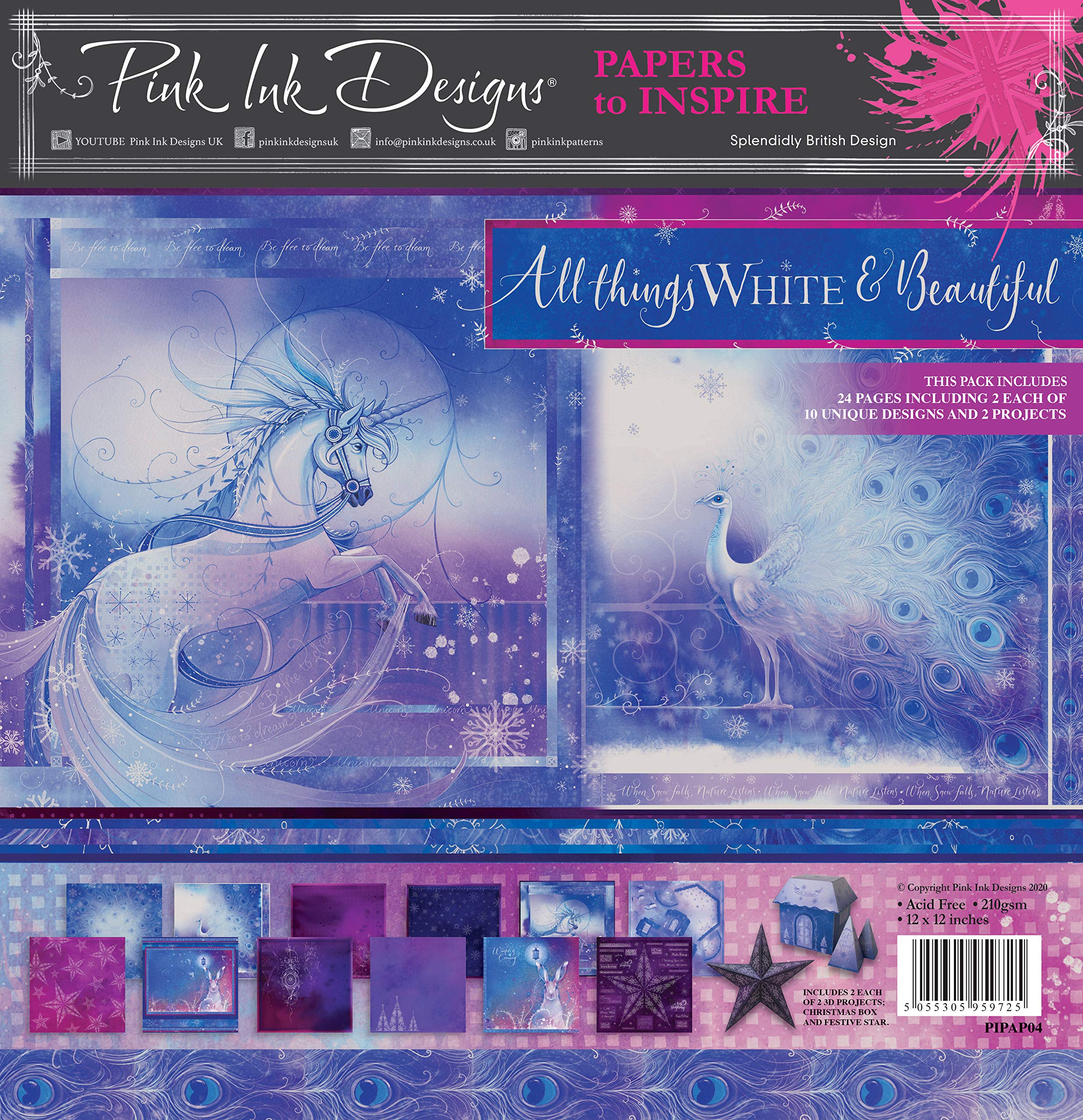 Pink Ink Designs Things White & Beautiful-Paper Pad, Blues and Purples, 12 x 12 inch