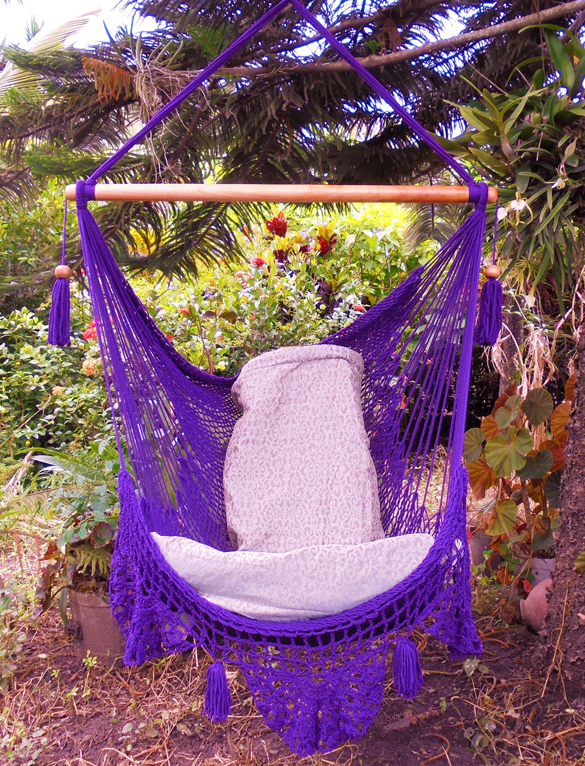 Buy Portable Hammock Chair Purple Crochet 100 Handmade Cotton/Indoor