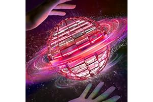 HIEMAO Flying Ball Toys, Rechargeable Magic Nebula LED Lights Boomerang Ball with 360° Spinner UFO Drone Infinity Orb for Kids Adults Indoor/Outdoor (Red)