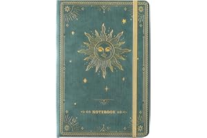 Artfan Ruled Notebook/Journal – Premium Thick Paper Faux Leather Classic Writing Notebook with Pocket + Page Dividers Gifts, Banded, Large, 144 Pages, Hard Cover, Lined (5.8 x 8.4) - Cyan