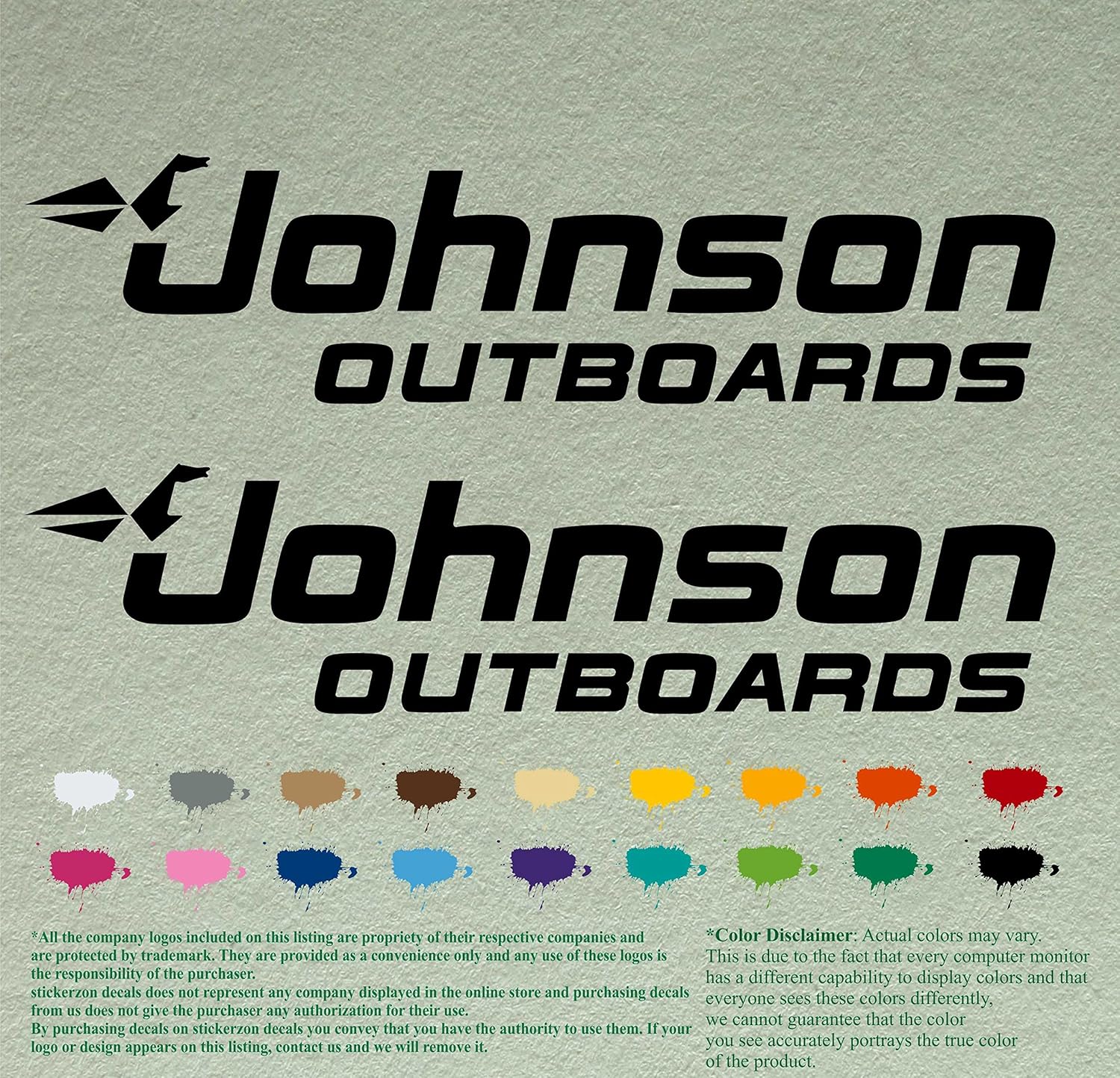 Pair Johnson outboards Decals Vinyl Stickers Vinyl Stickers
