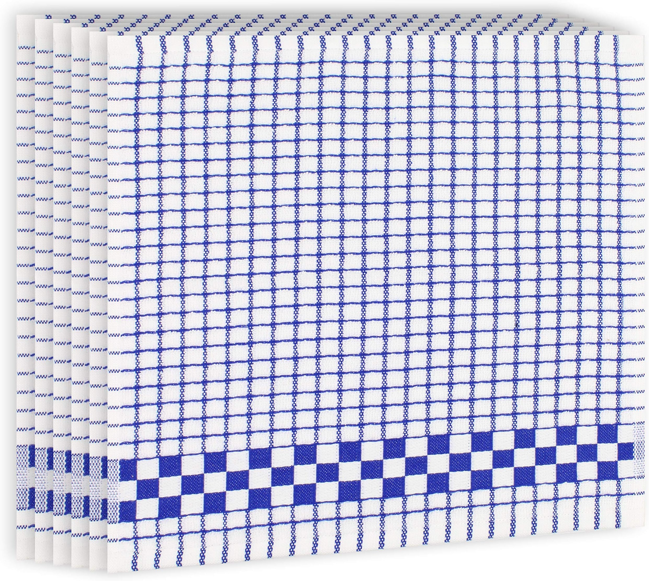 Fecido Classic Kitchen Dish Cloths with Hanging Loop (12 x 12 Inches) - Set of 6, Blue