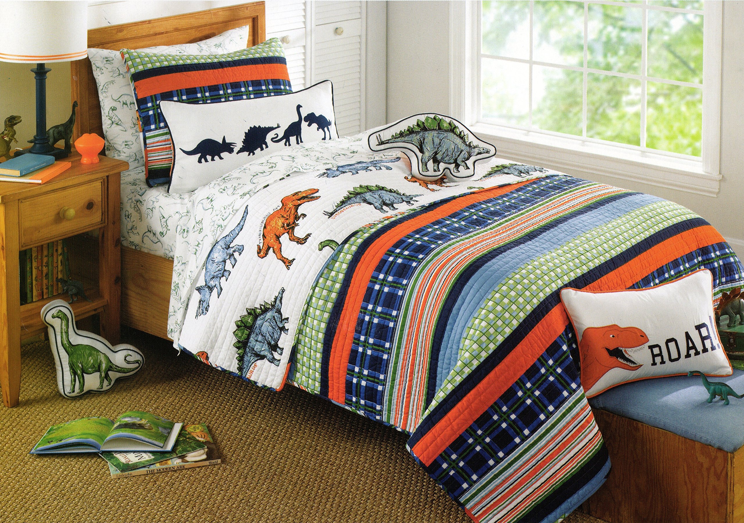 Toddler Bedding 2pc Quilt Set Prehistoric Pals Jurassic Print Cotton