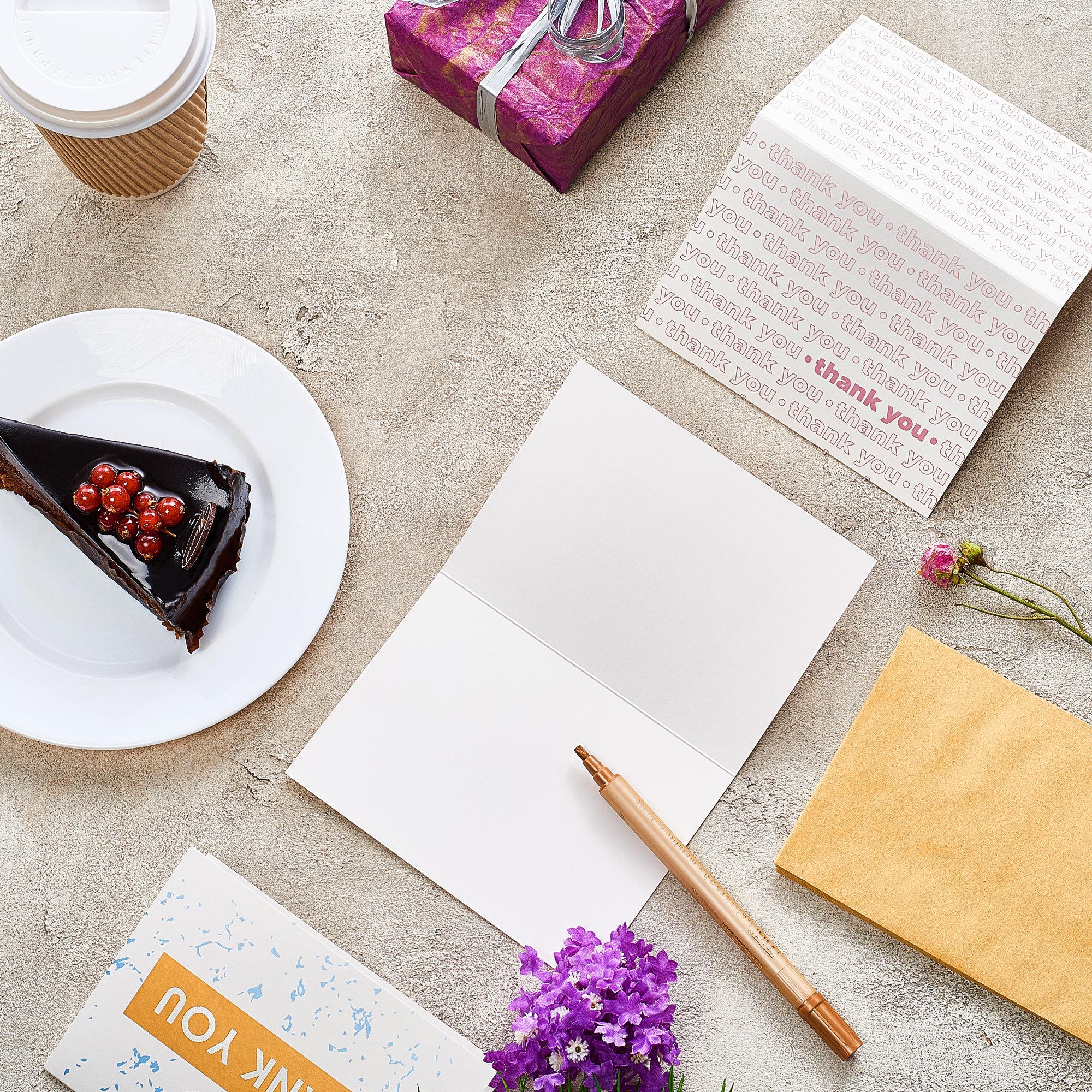 Thank You Cards - 40 Blank Note cards in Eight Unique Designs - Best Thank You Notes 4x6 Includes Box and Kraft Envelopes - Perfect for Birthdays, Showers, Weddings, Business and Personalized Notes