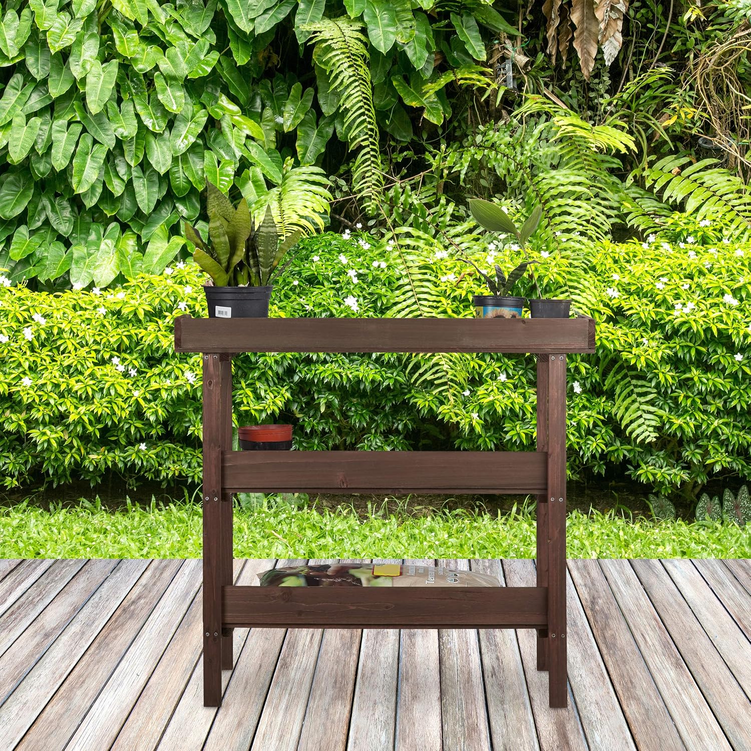 Relaxdays Mesa para huerto Urbano con Tres estantes, Invernadero ...