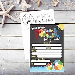 50 Gray Summer Swim Pool Party Invitations for