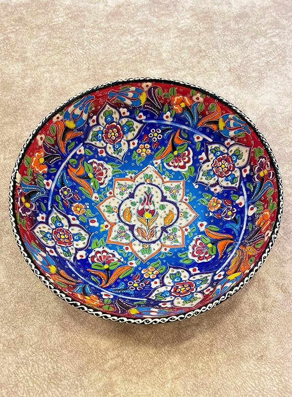 10'' Decorative Ceramic Bowl, Handmade Turkish