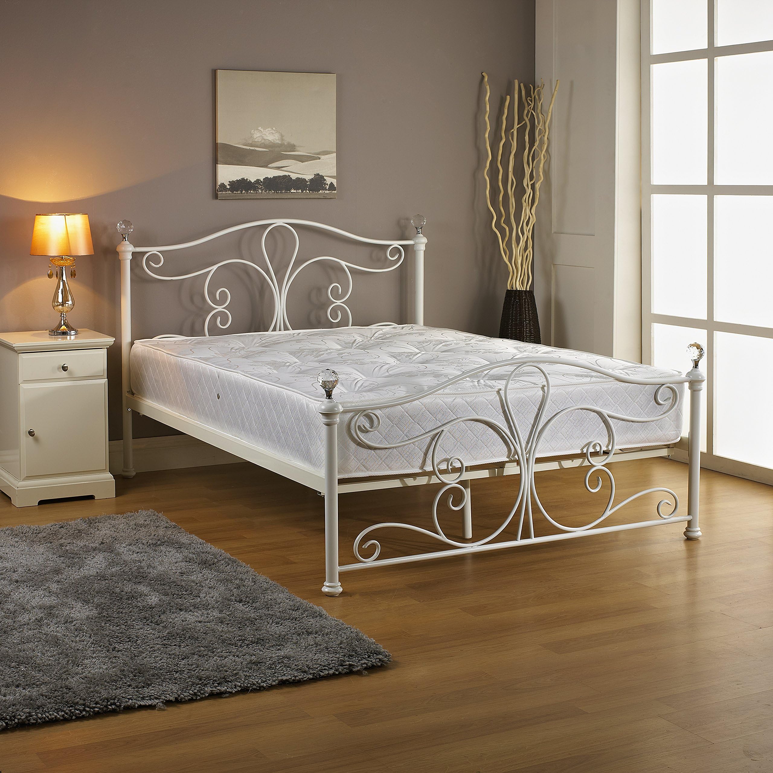 IFC Double Bed Frame, Metal, White