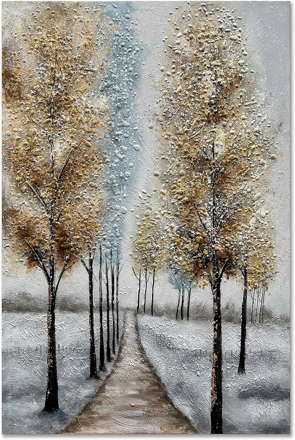 Paintings - Creespi Hand Painted Oil Paintings 30x45 inch,Vertical Abstract Canvas Wall Art,Large Contemporary Textured Tree Wall Paintings for Wall Decorations
