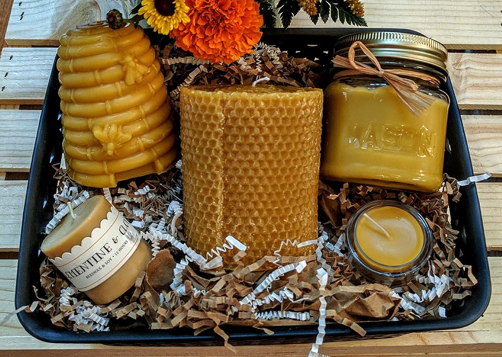 Beeswax Candle Gift Basket Handmade