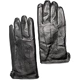 CANDOR AND CLASS Men's Cashmere Lined Sheepskin Leather Gloves, Touchscreen, Winter Leather Gloves for Men, Gift Box