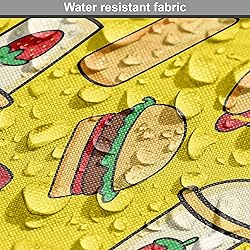 Ambesonne Food Fabric by The Yard, Funny Cartoonish