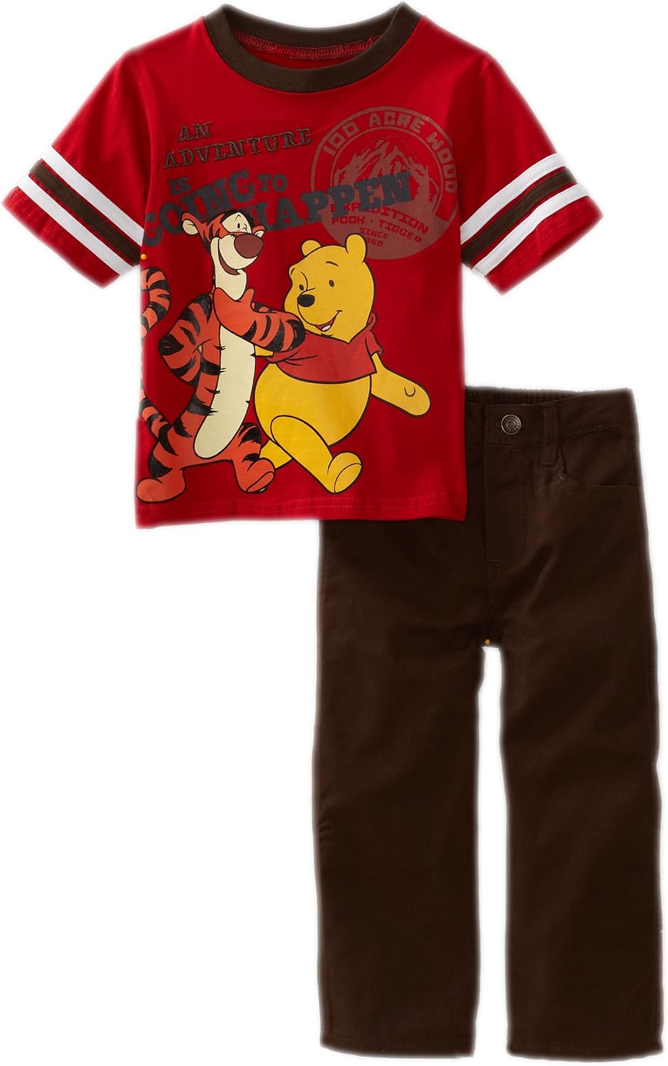 Disney Baby Boys' Winnie The Pooh 2 Piece Pant Set, Red, 18 Months Infant And