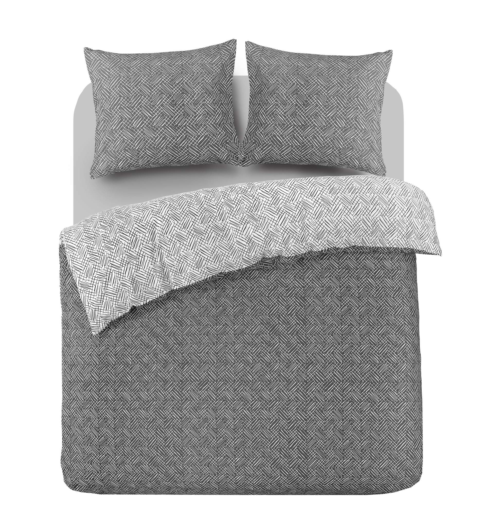 daydream Fenna Duvet Covers, Cotton, Black/White, 200 x 200/220 cm