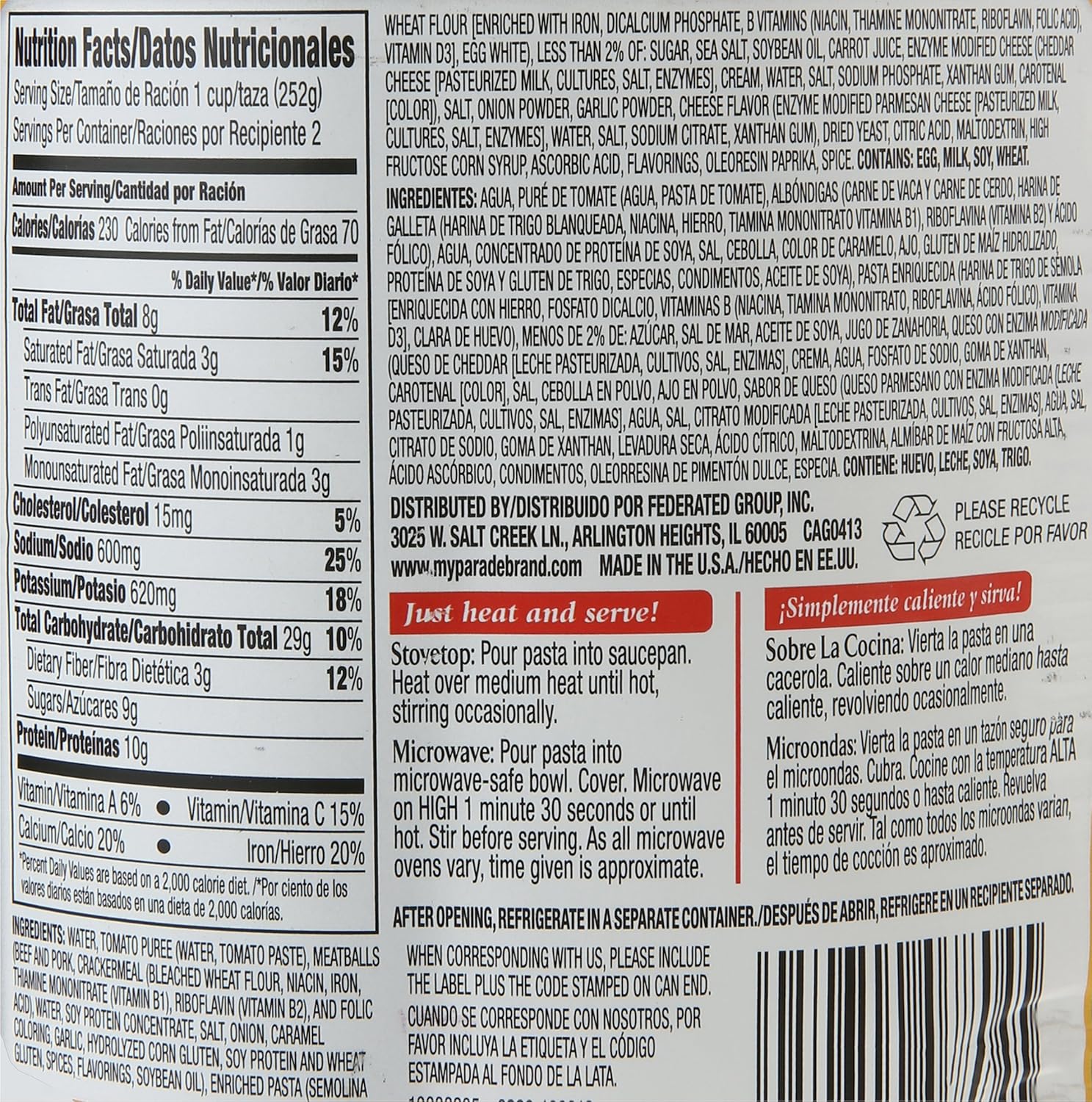 Parade Spaghetti Rings with Meatballs, 15 Ounce (Pack of 24)