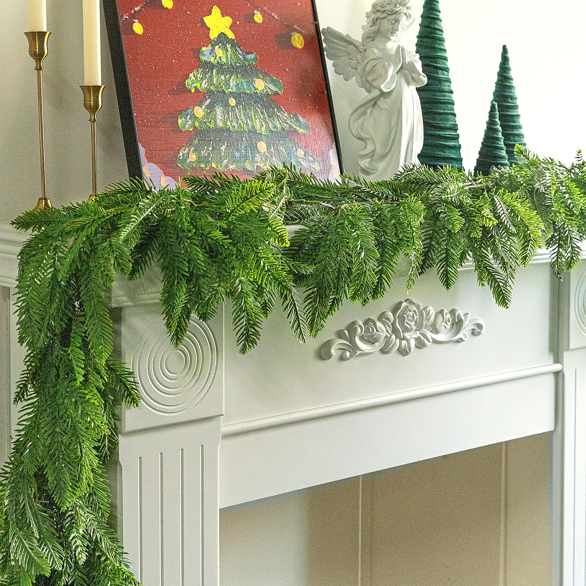 3M Christmas Norfolk Pine Garland - Artificial Cypress Greenery - Natural Touch Decoration for Outdoor Indoor Christmas Table Fireplace Wall Home