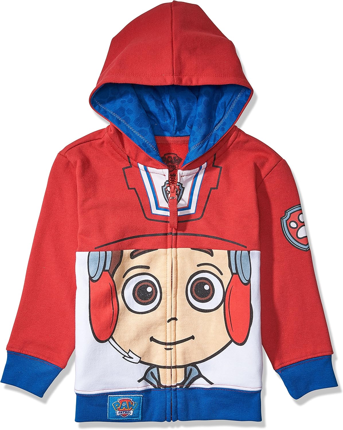 Paw Patrol Boys' Toddler Character Big Face Zip-up Hoodies: Clothing