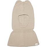 Cotton Knit Kids Balaclava Winter - Warm Double-Layer Baby, Toddler Hat with Neck Cover Ages 3 Months -7 Years - Beige, Pink
