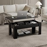 Blisswood Lift Top Coffee Table with Storage Black 60kg Load 15mm Wood view 2