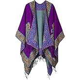 Urban CoCo Women's Retro Style Vintage Pattern Tassel Poncho Shawl Cape Wraps For Women