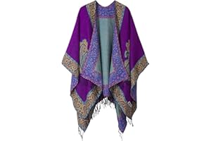 Urban CoCo Women's Retro Style Vintage Pattern Tassel Poncho Shawl Cape Wraps For Women