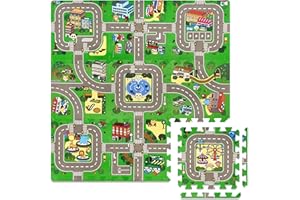 Sorbus Traffic Play mat Puzzle Foam Interlocking Tiles – Kids Road Traffic Play Rug - Children Educational Playmat Rug - Grea