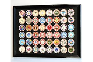 SFDISPLAY.COM,LLC. 48 Casino Poker Chip Coin Frame Display Case Holder with Custom Colored Matting Insert