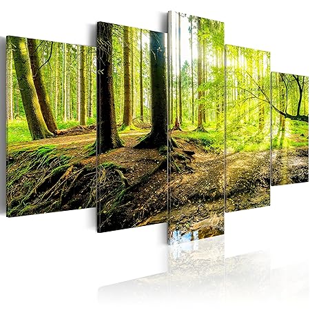 murando - Acrylglasbild Abstrakt 100x50 cm - Bilder Wandbild - modern - Decoration- 5 Teilig Wald c-B-0175-k-m