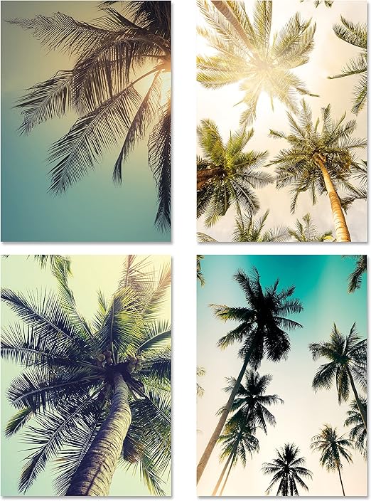 Picsonpaper Poster 4er Set Palmen Ungerahmt Din A4 Dekoration Furs Wohnzimmer Oder Buro Dekoposter Geschenk Kunstdruck Din A4 Ungerahmt Amazon De Kuche Haushalt