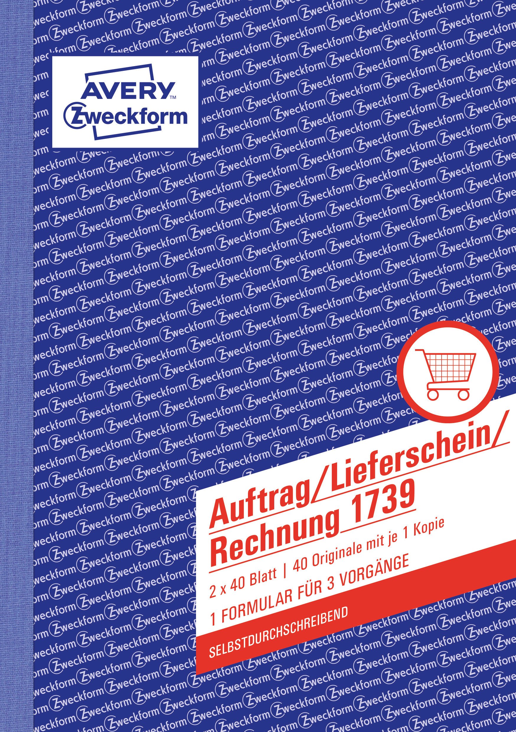 Avery Zweckform 1739 Auftrag/Lieferschein/Rechnung, DIN A5, selbstdurchschreibend, 2 x 40 Sheets, White, Yellow 2 x 40 Blatt