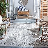 SAFAVIEH Washable Rug Outdoor Cabana Collection - 5'5" x 7'7", Ivory & Grey, Non-Shedding & Easy to Clean, Ideal for Patio, B