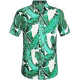 SSLR Mens Hawaiian Shirt Cotton Button Down Short Sleeve Casual Shirts