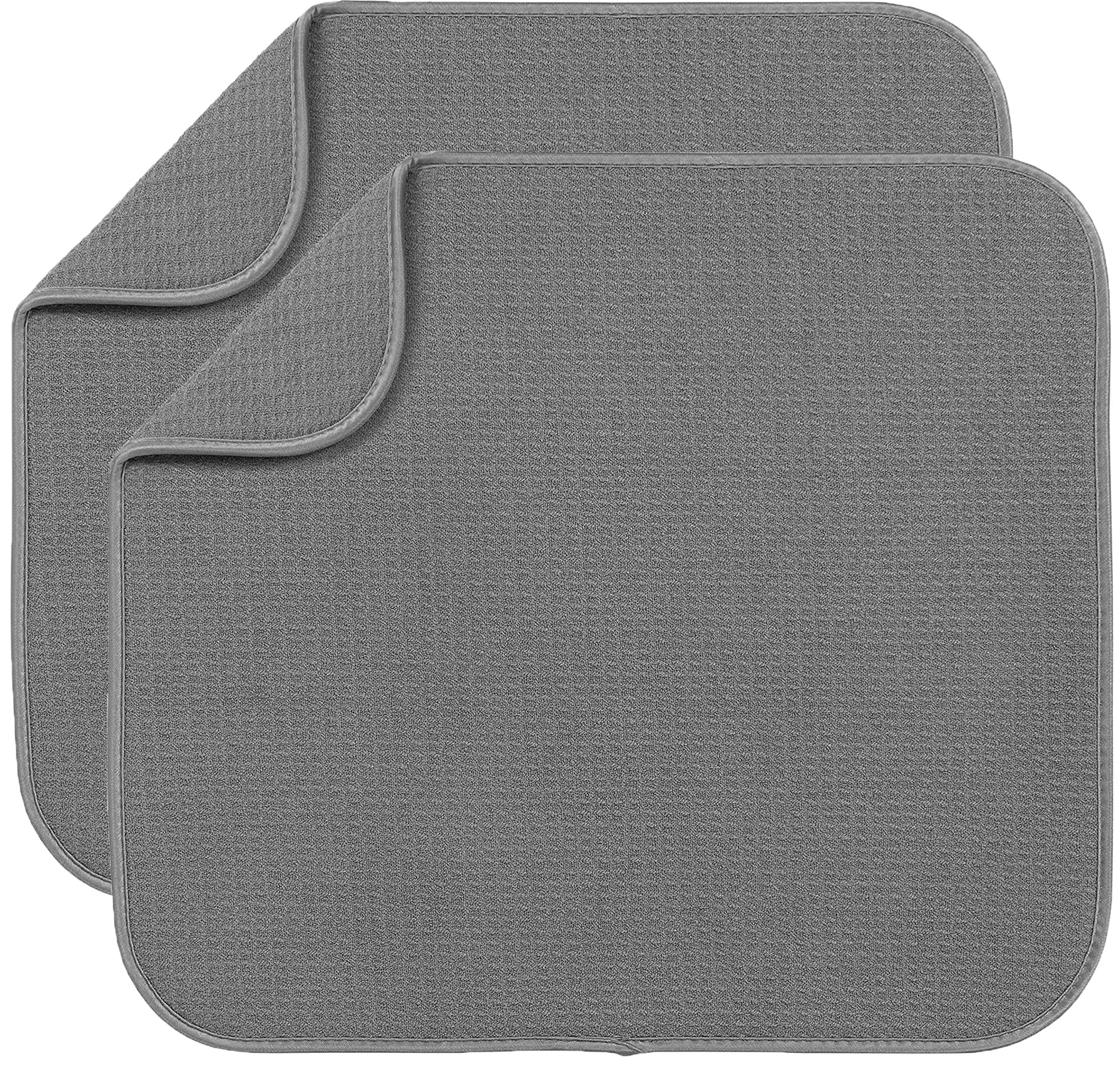 Microfibre Dish Drying mats for Kitchen Draining Board Mats Washing Up Drying Mat Super Absorbent Quick Drying 40cm x 46 cm 2 Pack Grey