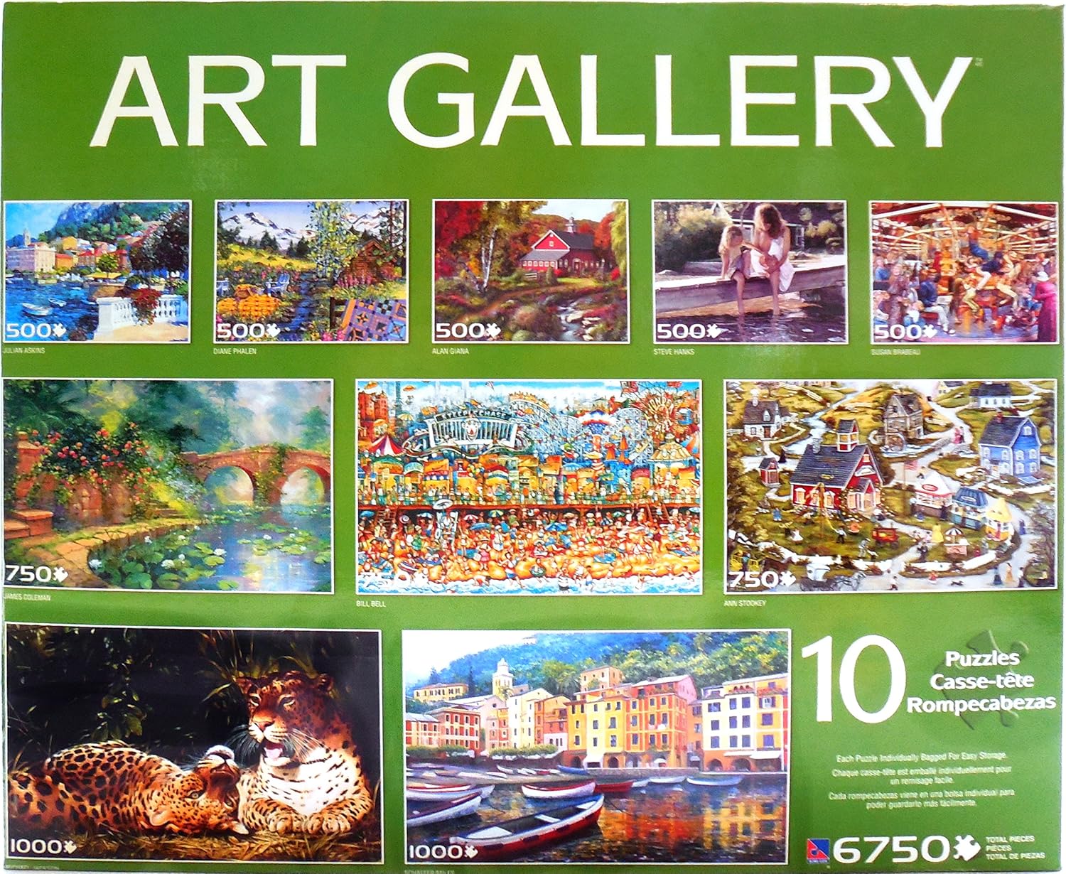 SureLox 10 Deluxe Jigsaw Puzzles Art Gallery 6750 Total Pieces by