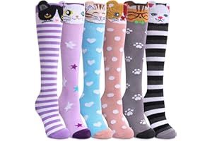 SDBING Kids Girls Knee High Socks Crazy Funny Gift Novelty Soft Cute Animal Dress Long Socks 6 Pairs
