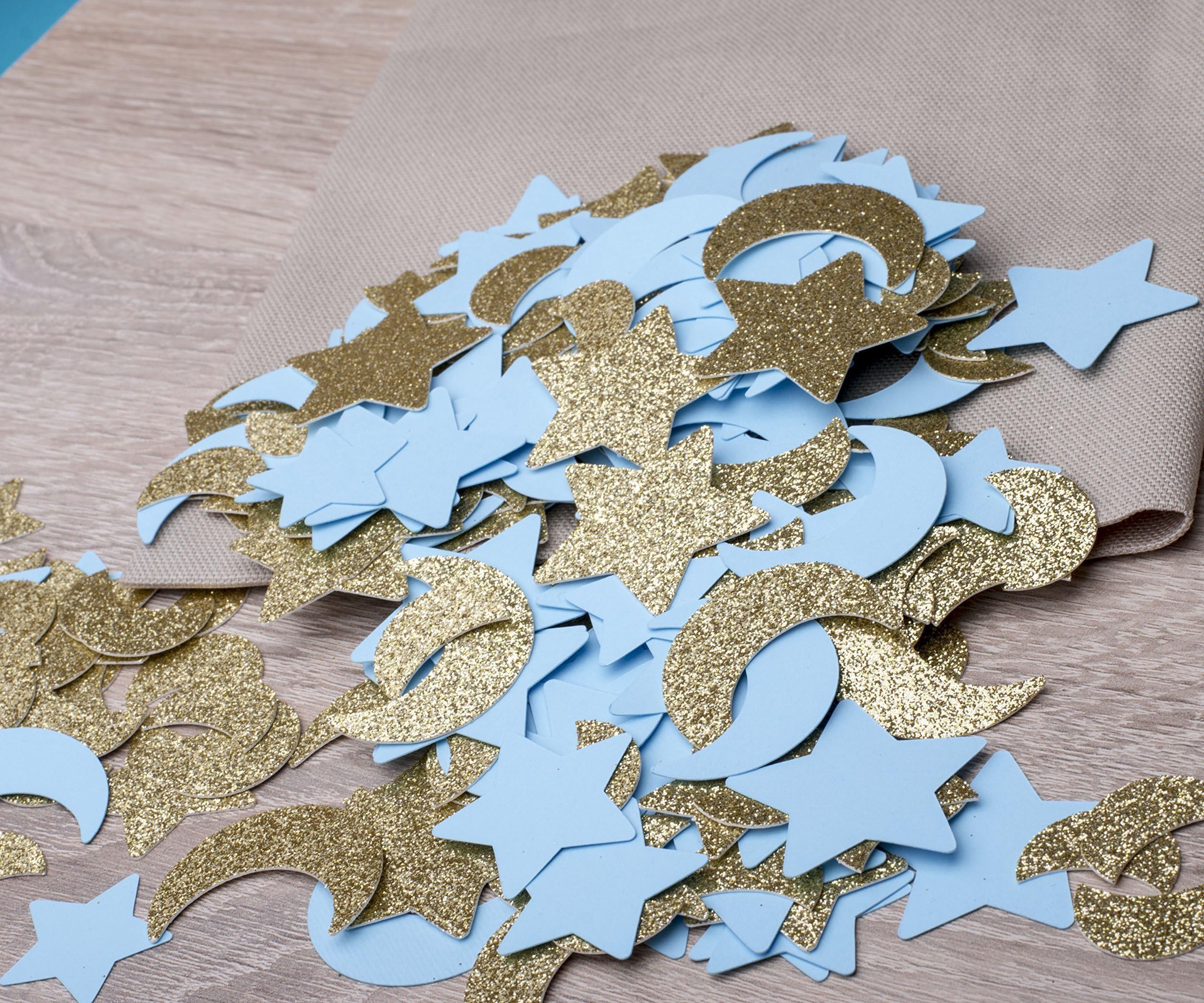Twinkle Twinkle Little Star Party Decorations. Gold and Blue Twinkle Twinkle Birthday. Moon and Stars Party Confetti 240CT