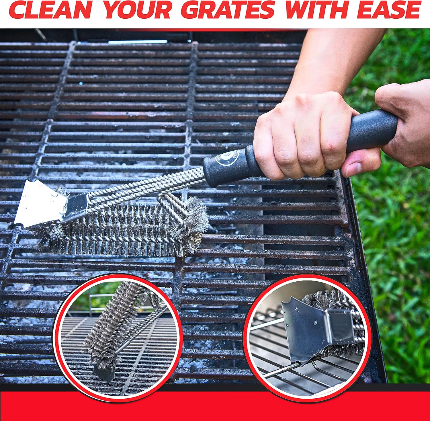 Alpha Grillers Grill Brush and Scraper. Best BBQ Cleaner. Perfect Tools for All Grill Types, Including Weber. Stainless Steel Wire Bristles and Stiff 18 Inch Handle. Ideal Barbecue Accessories: Home & Kitchen