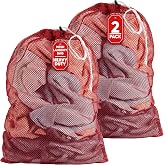 Handy Laundry Mesh XL Laundry Bag 24"x36" 2-Pack, Heavy Duty, Red | Machine Washable, Secure Drawstring, For Delicates, Travel &amp; Storage - College Dorms, Laundromats, Apartments