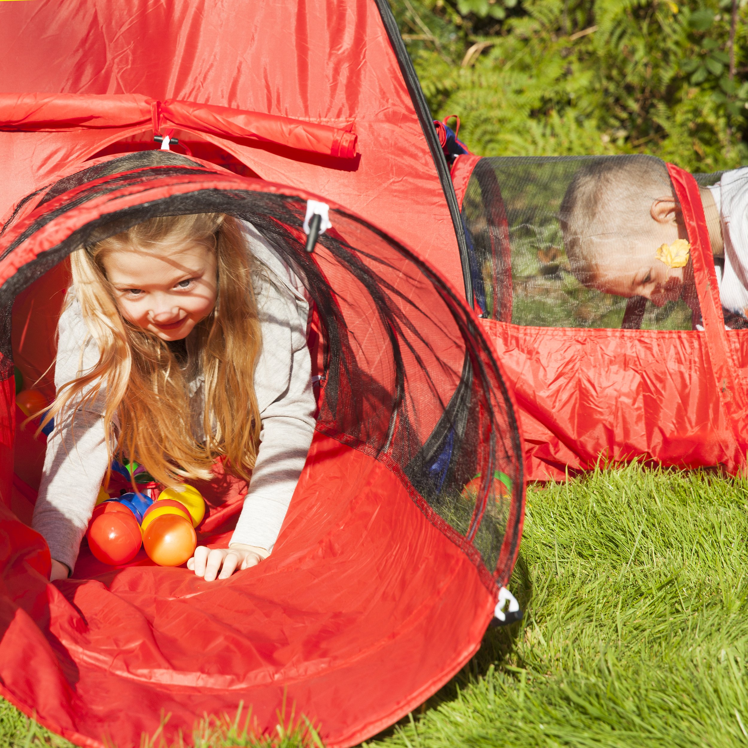 Kiddzery 4pc Kids Play tent Pop Up Ball Pit 2 Tents + 2 Crawl Tunnels