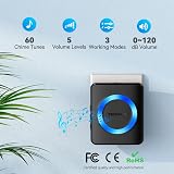 TECKNET Wireless Doorbell IP65 Waterproof 400m Range 60 Chimes 120dB view 5