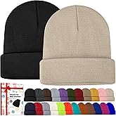lucdnc Beanies for Men Women 2 Pack Fall Winter Men's Hats Unisex Warm Knit Skullies Beanies Soft Ski Caps