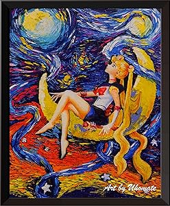 Uhomate Pretty Soldier Sailor Moon Wall Decor Vincent Van Gogh Starry Night Posters Home Canvas Wall Art Nursery Decor Living Room Wall Decor A052 (8X10)