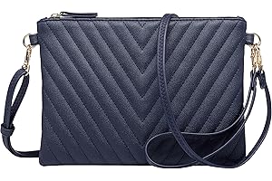 B BRENTANO Chevron Embroidered Crossbody Clutch Bag Pouch with Removable Wristlet & Adjustable Shoulder Strap