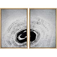 SIGNWIN 2 Piece Framed Canvas Wall Art Black and White Flowers Canvas Prints Home Artwork Decoration for Living Room,Bedroom - 16