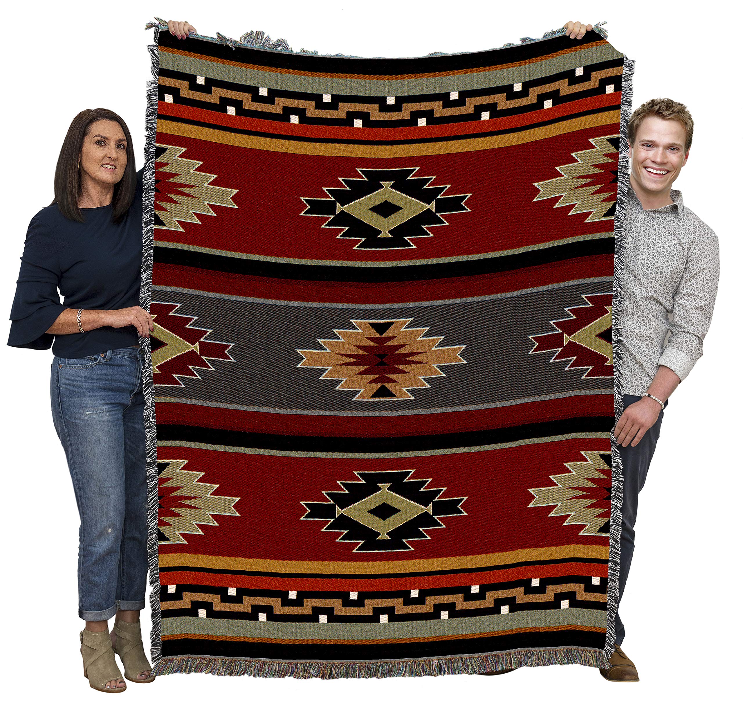 Photo 1 of Pure Country Weavers Kaibab Blanket - Southwest Native American Inspired - Gift Tapestry Throw Woven from Cotton - Made in The USA (72x54)