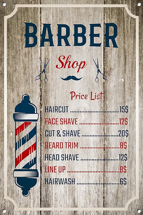 Cartel de Barber Shop, signo de metal, letrero de Barber Shop, estilo