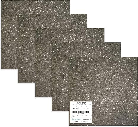 Amazon Com Turner Moore Edition Grey Glitter Vinyl Adhesive 12 X 12 Transparent Glitter Vinyl Sheets For Silhouette Cameo Maker Scrapbooking Stickers Bonus Tm Exclusive Sample Ships Flat 5 Pack Arts Crafts