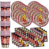 Sushi Birthday Party Supplies Set Plates Napkins Cups Tableware Kit for 16